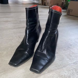 vintage Plumers Menorca full leather black square-toe boots size 7